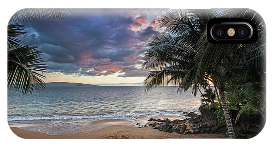 Poolenalena Maui Hawaii Palmtrees Seascape Beach Ocean Clouds Sunset iPhone X Case featuring the photograph Secret Cove by James Roemmling