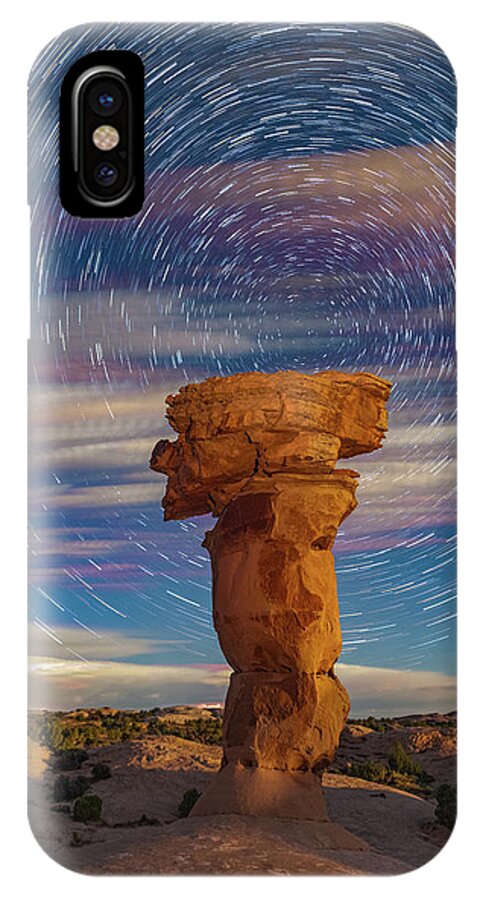 Moab iPhone X Case featuring the photograph Secret Spire and Star Trails by Dan Norris