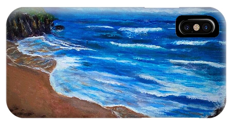 Sea iPhone X Case featuring the painting Serene Seashore by Anne Sands