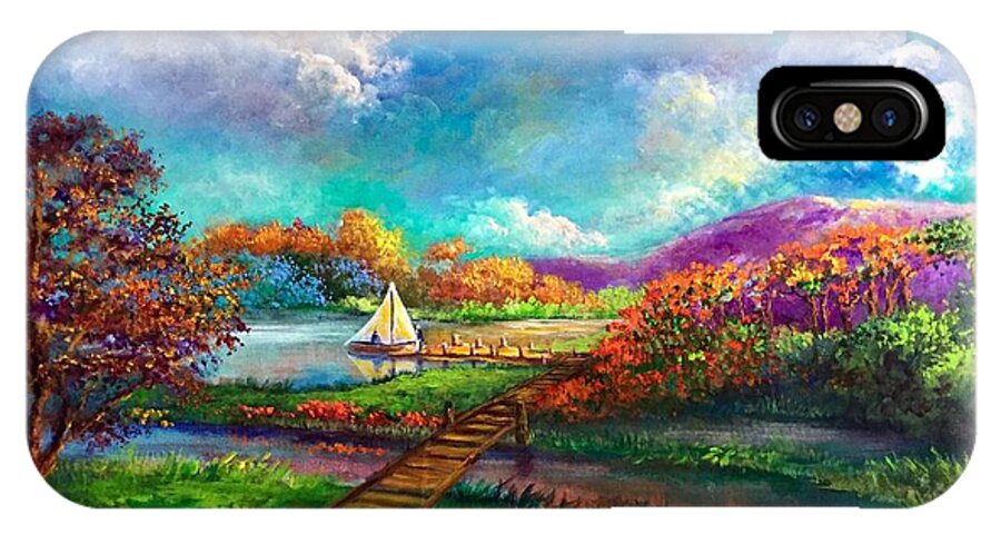 Sailboats iPhone X Case featuring the painting Serenely Sailing/Navegando Serenamente by Rand Burns