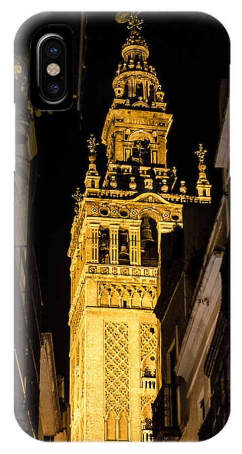 Cathedral iPhone X Case featuring the photograph Seville - The Giralda at night by AM FineArtPrints