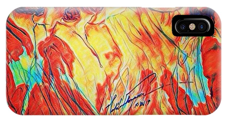 Jesus iPhone X Case featuring the mixed media Shadrach, Meshach and Abednego in the Fire with Jesus by Love Art Wonders By God