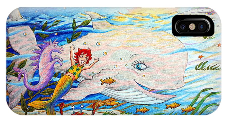 Mermaid iPhone X Case featuring the painting She Joyfully Swims by Matt Konar