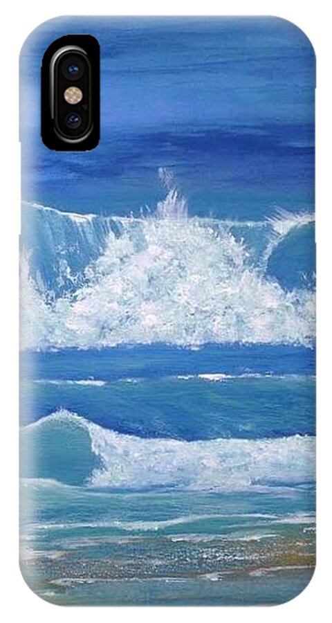 Umbrella iPhone X Case featuring the painting Sheltered Waves by Teresa Fry