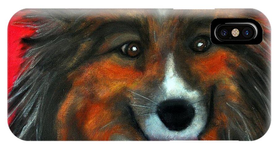 Dog Portrait Art iPhone X Case featuring the painting Sheltie- Maggie by Laura Grisham