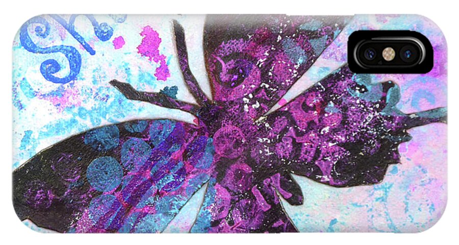 Crisman iPhone X Case featuring the painting Shine Butterfly by Lisa Crisman