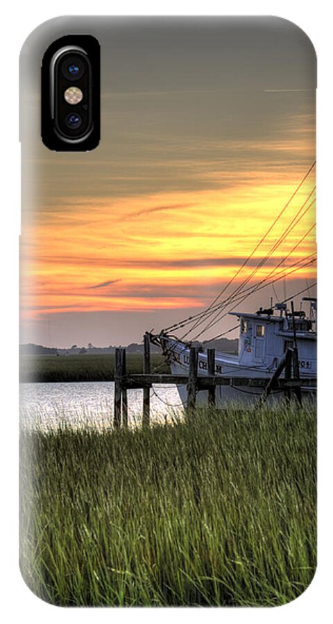 Shrimp iPhone X Case featuring the photograph Shrimp Boat Sunset by Dustin K Ryan