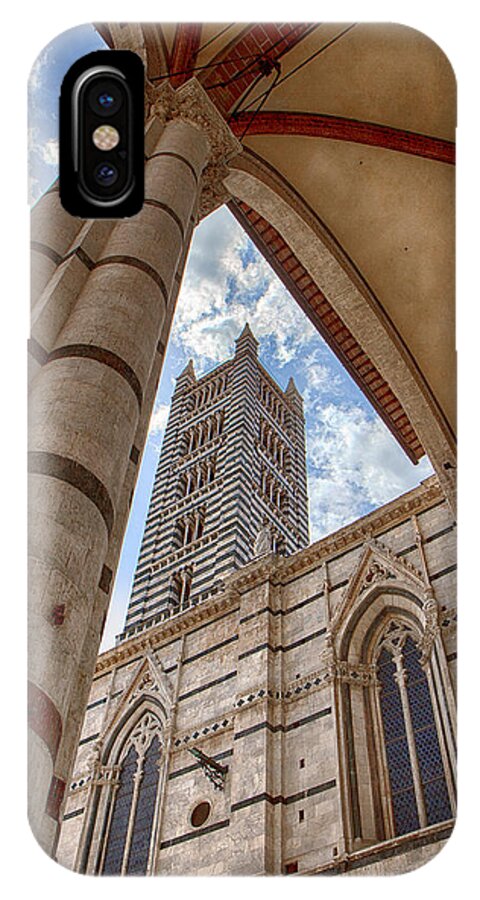 Italy iPhone X Case featuring the photograph Siena Cathedral Tower Framed By Arch by Rick Starbuck