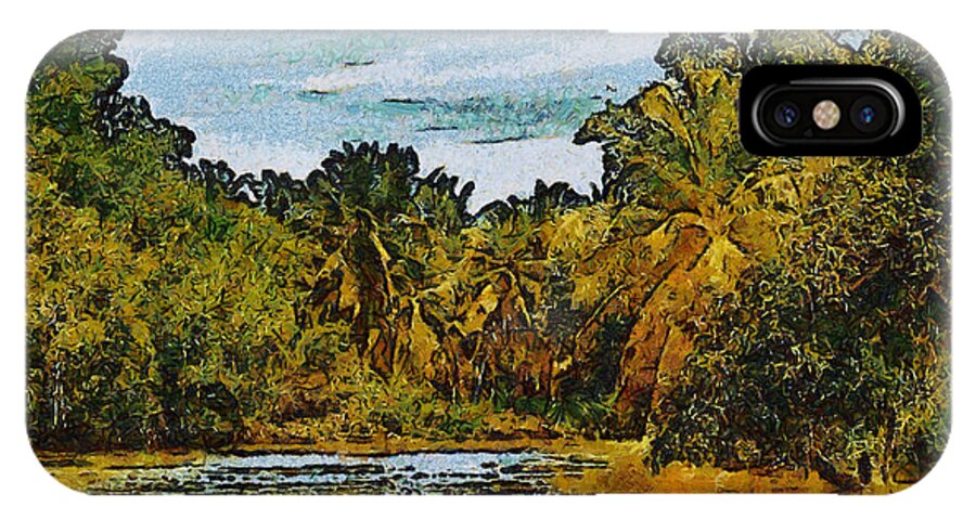 Sinamaica Lake Venezuela Palm Trees Wather Sky Blue \digital Paint\ iPhone X Case featuring the photograph Sinamaica Lake - Venezuela by Galeria Trompiz