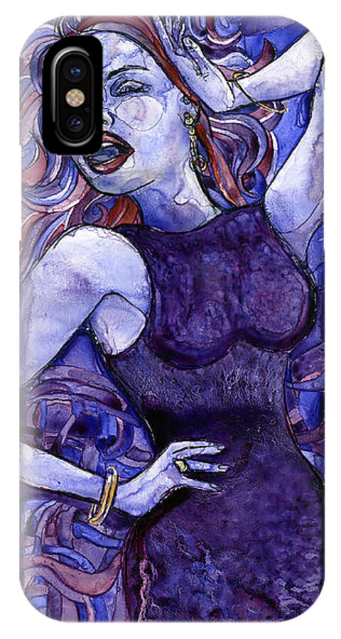 Sing iPhone X Case featuring the painting Singing Lady- Jazz by Amy Stielstra