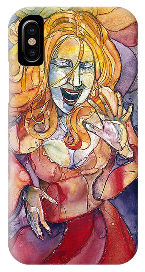 Watercolor iPhone X Case featuring the painting Singing Lady Pop by Amy Stielstra