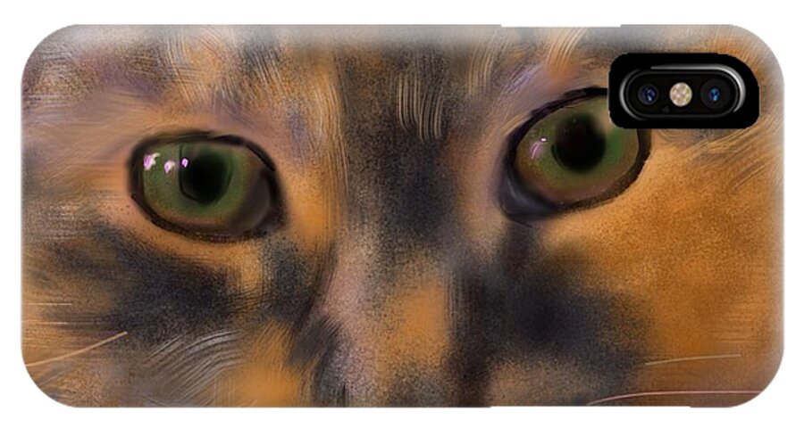 Calico iPhone X Case featuring the painting Sissy up close by Susan Sarabasha