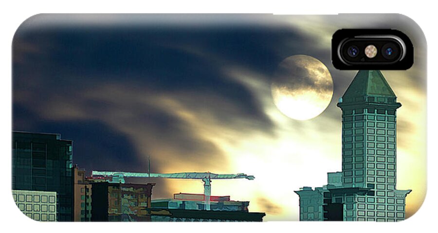 Seattle iPhone X Case featuring the photograph Smithtower Moon by Dale Stillman