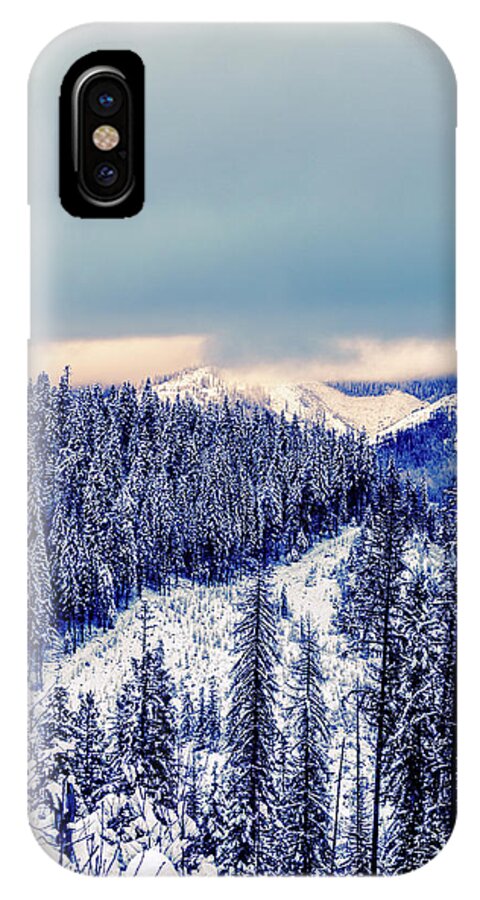 Idaho iPhone X Case featuring the photograph Snow Covered Mountains by Lester Plank
