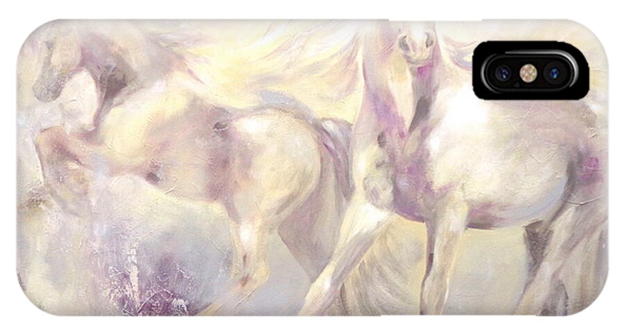 Horse iPhone X Case featuring the painting Snow Gypsies by Dina Dargo