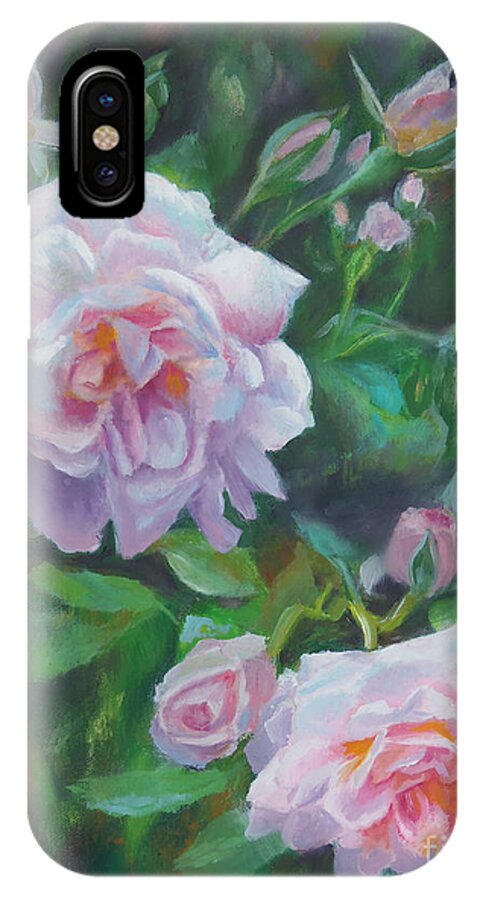 Soft Pink Rose Painting iPhone X Case featuring the painting Summer Love by Karen Kennedy Chatham