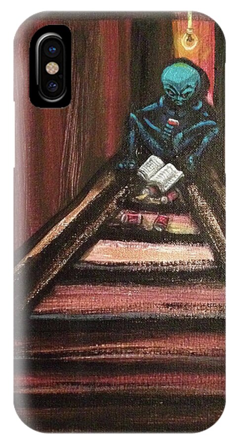 Solamente iPhone X Case featuring the painting Solamente Alien by Similar Alien