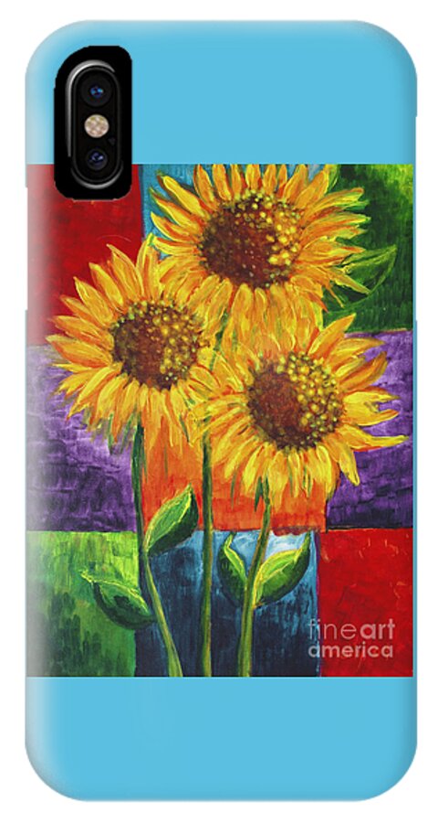 Sunflowers 1 iPhone X Case featuring the painting Sonflowers I by Holly Carmichael