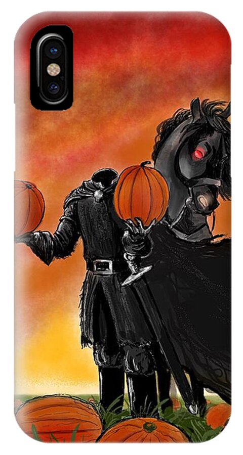 Headless Horseman iPhone X Case featuring the digital art Soon It Will Be All Hallows' Eve by Norman Klein