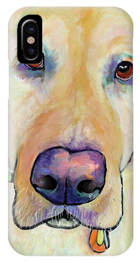 Yellow Lab iPhone X Case featuring the painting Spenser by Pat Saunders-White