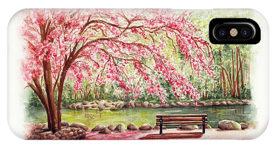 Lithia Park iPhone X Case featuring the painting Spring at Lithia Park by Lori Taylor