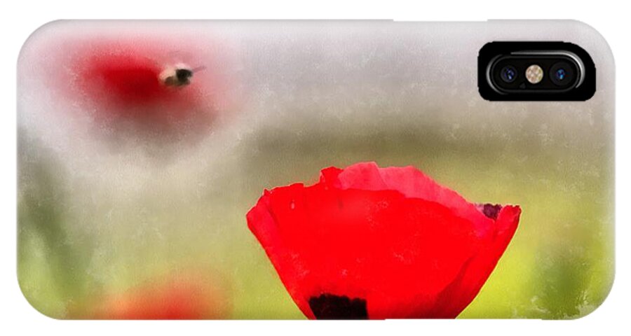Spring Poppy Impression iPhone X Case featuring the digital art Spring flowering poppies by Michael Goyberg