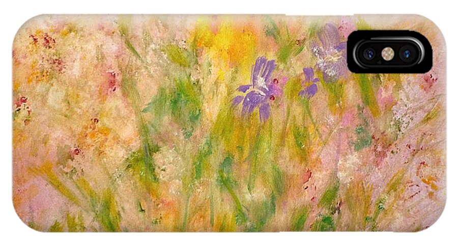 Spring Meadow iPhone X Case featuring the painting Spring Meadow by Claire Bull