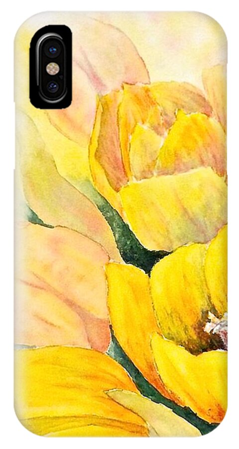 Watercolor iPhone X Case featuring the painting Spring Tulips by Carolyn Rosenberger