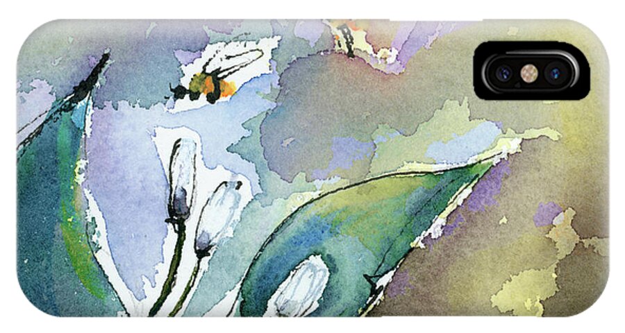 Flowers iPhone X Case featuring the painting Sprint Fever Watercolor and Ink by Ginette Callaway
