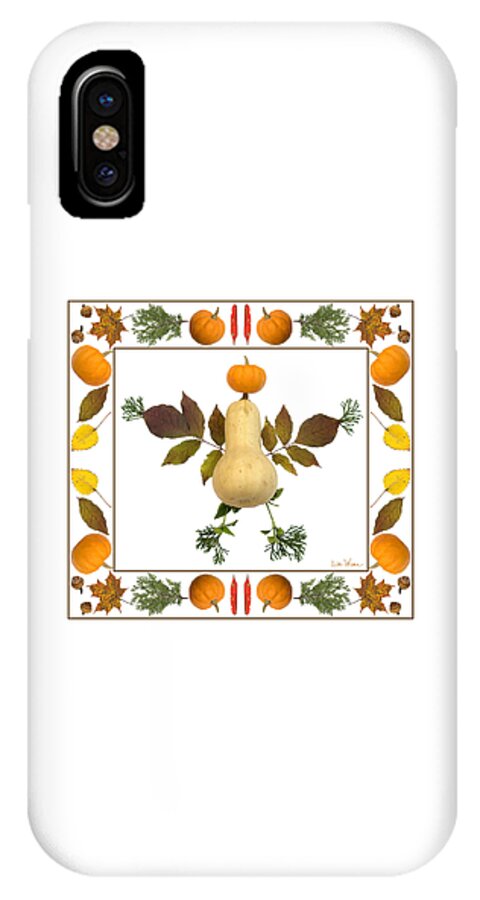 Lise Winne iPhone X Case featuring the digital art Squash with Pumpkin Head by Lise Winne