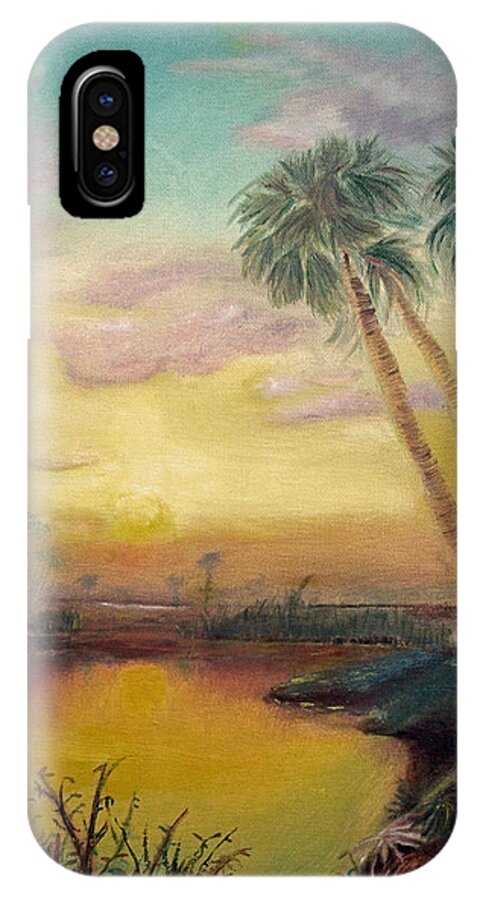 River iPhone X Case featuring the painting St. Johns Sunset by Dawn Harrell