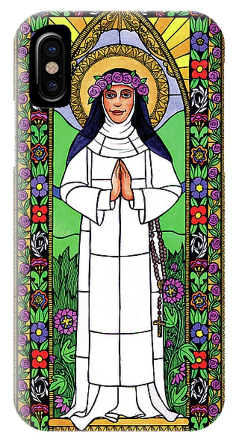Saint Rose Of Lima iPhone X Case featuring the painting St. Rose of Lima by Brenda Nippert