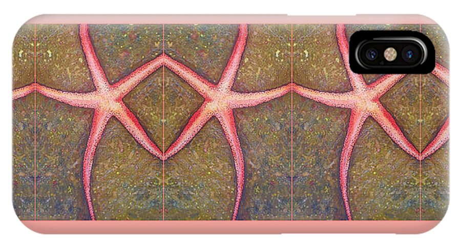 Five iPhone X Case featuring the mixed media Starfish Pattern Bar by Mastiff Studios