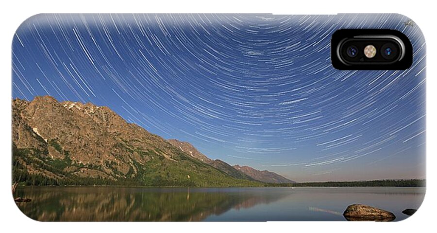 Photosbymch iPhone X Case featuring the photograph Startrails over Jenny Lake by M C Hood