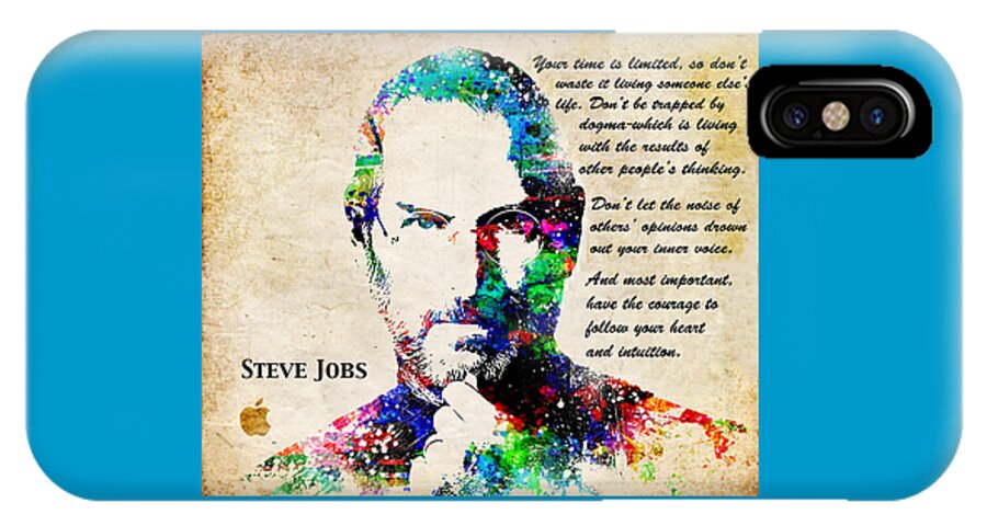 Steve Jobs iPhone X Case featuring the digital art Steve Jobs Portrait by Patricia Lintner