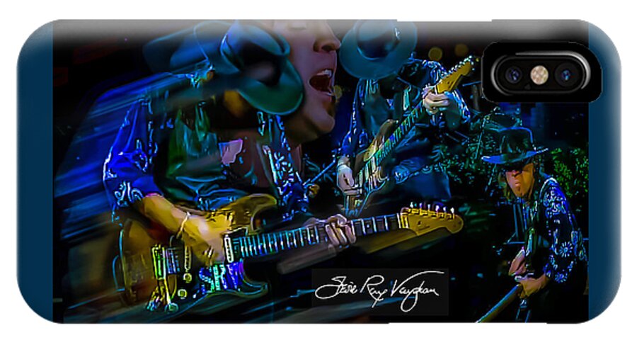 Musicians iPhone X Case featuring the digital art Stevie Ray Vaughan - Double Trouble by Glenn Feron