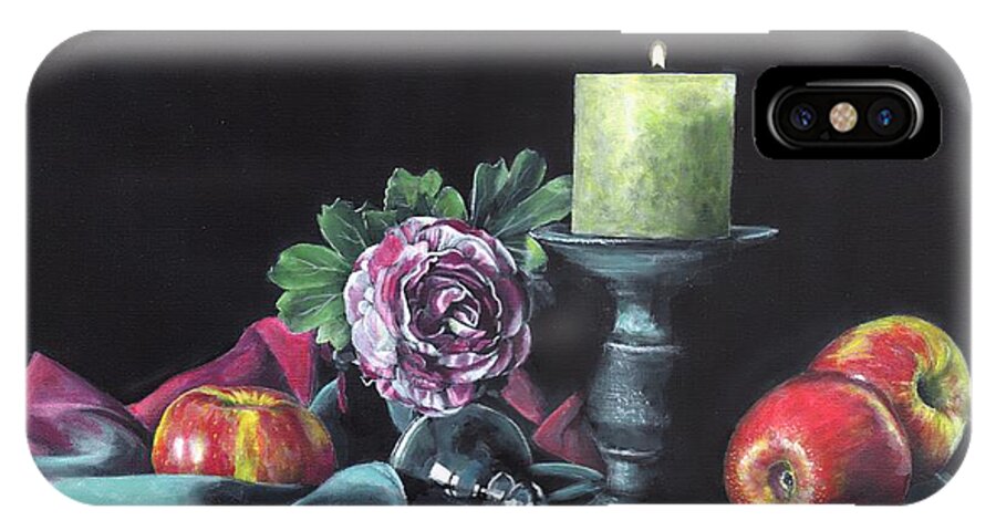 Still Life iPhone X Case featuring the painting Still life with candle by John Neeve