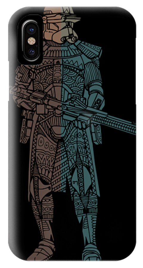 Stormtrooper iPhone X Case featuring the mixed media Stormtrooper Samurai - Star Wars Art - Minimal by Studio Grafiikka
