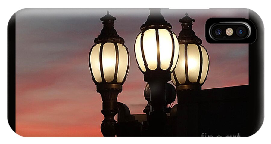 Lights iPhone X Case featuring the photograph Street Lights at Sunset by Cindy Manero