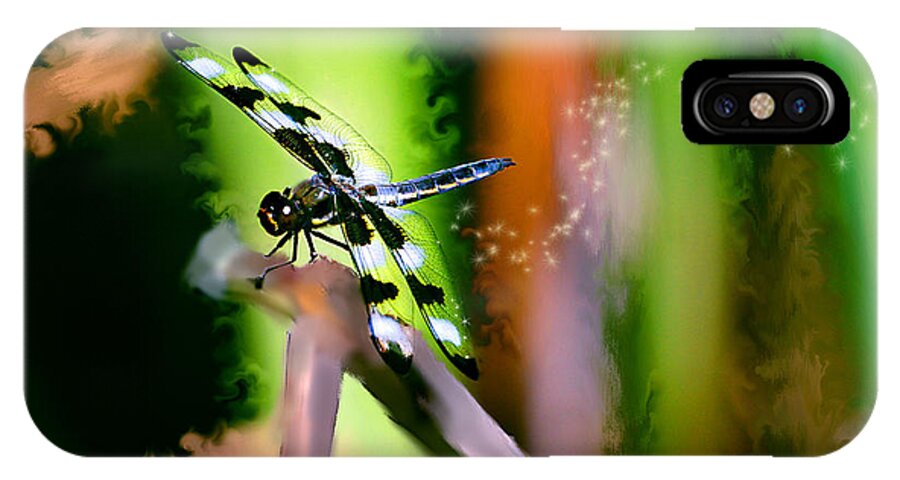 Dragonfly iPhone X Case featuring the photograph Striped Dragonfly by Lisa Redfern