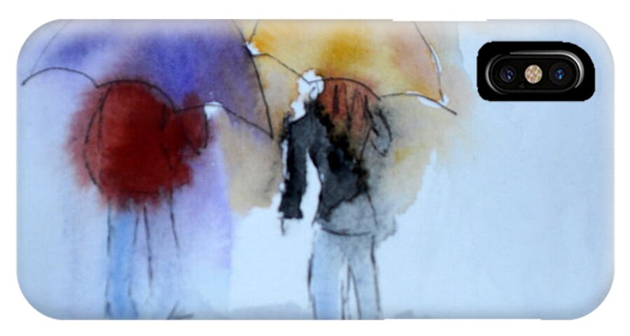 Strolling iPhone X Case featuring the painting Strolling in the Rain by Vicki Housel