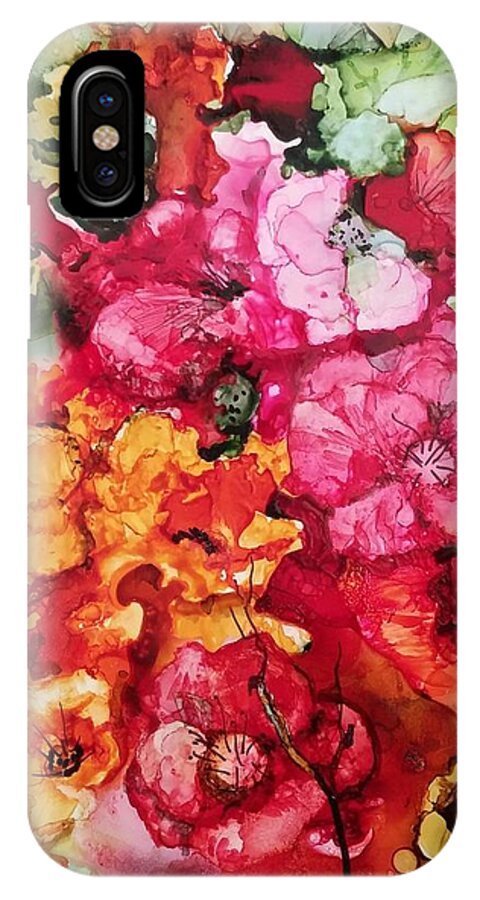 Bouquet iPhone X Case featuring the painting Summer Blast2 by Sally Atchinson