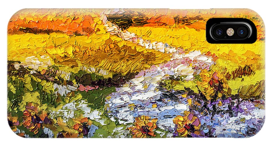 Landscapes iPhone X Case featuring the painting Summer landscape Sunflowers Provence by Ginette Callaway