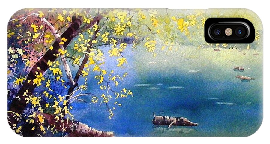 Landscape iPhone X Case featuring the painting Summer River by Celine K Yong