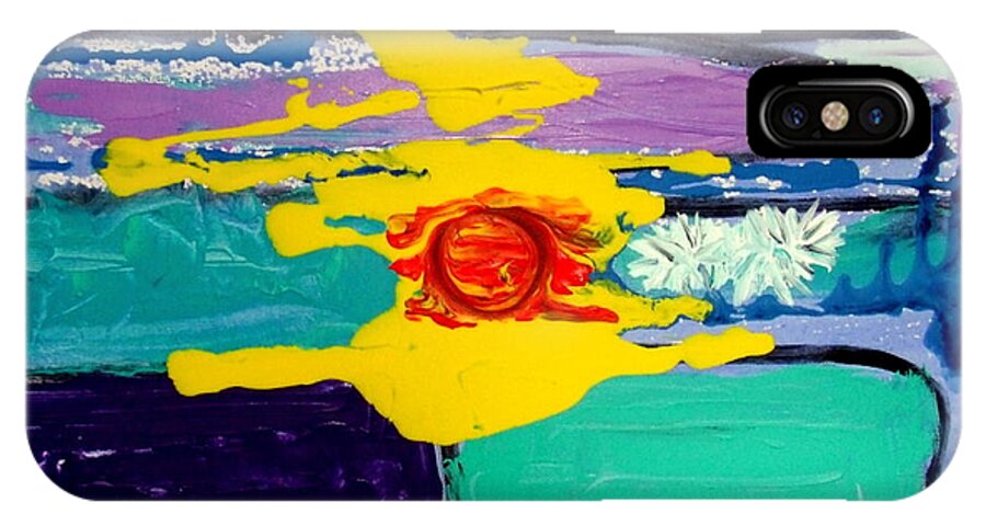 Abstract Expressionism iPhone X Case featuring the painting Sun on Sea by Rusty Gladdish