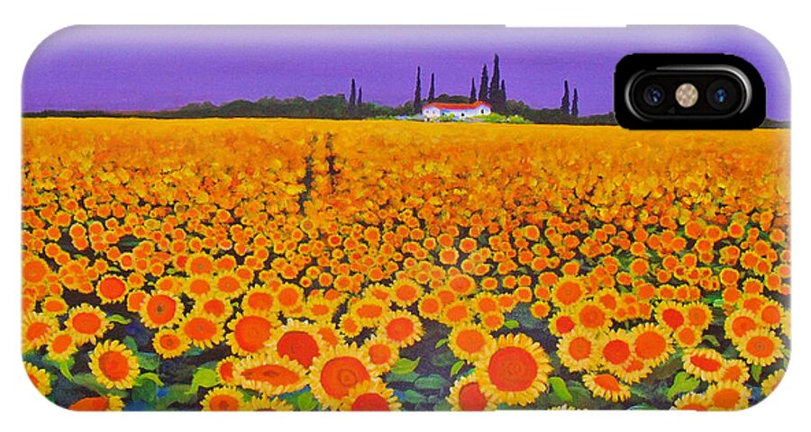 Sunflowers iPhone X Case featuring the painting Sunflower Field by Anne Marie Brown