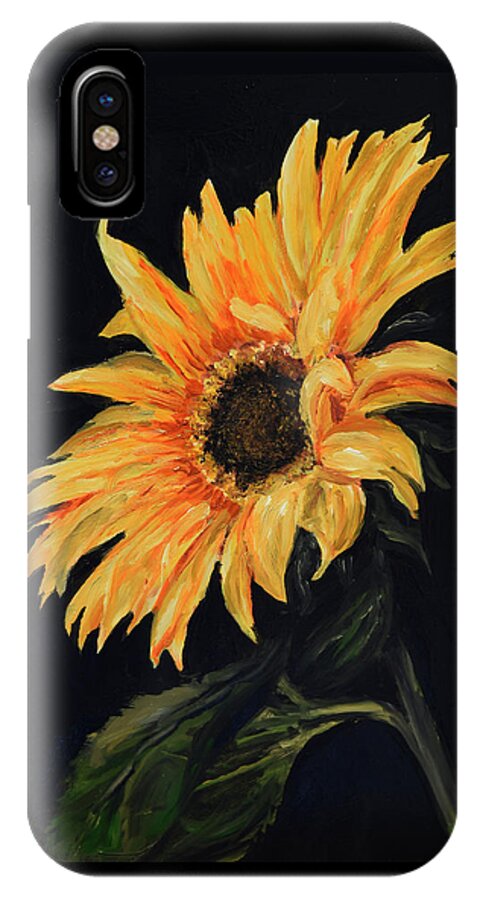 Sunflower iPhone X Case featuring the painting Sunflower VII by Sandra Nardone