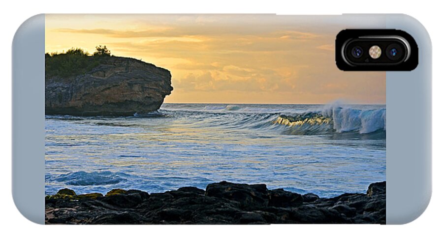 Hawaii iPhone X Case featuring the photograph Sunlit Waves - Kauai Dawn by Marie Hicks
