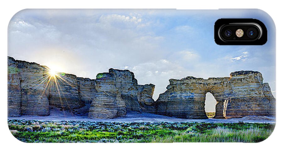 Monument Rocks iPhone X Case featuring the photograph Sunrise at Monument Rocks by Jean Hutchison