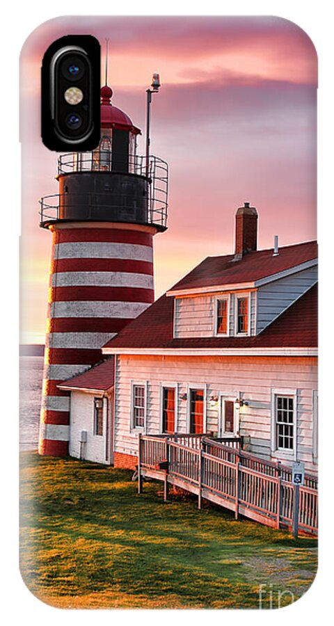 Sunrise iPhone X Case featuring the photograph West Quoddy Head Lighthouse 3747 by Jack Schultz